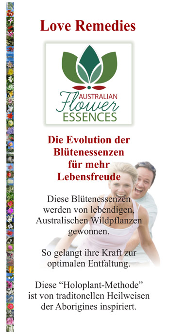 Buschblüten Flyer der Australian Flower Essences / Love Remedies